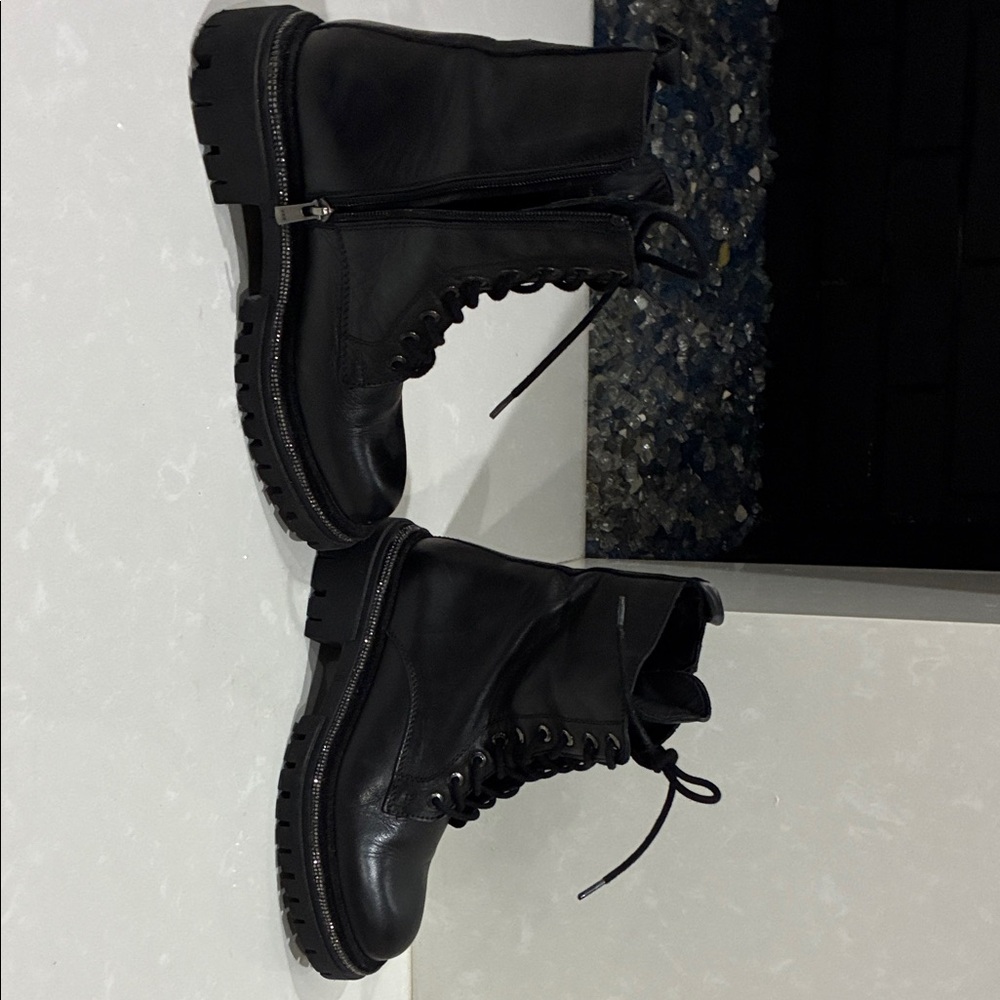 Aqua Black Combat Boots